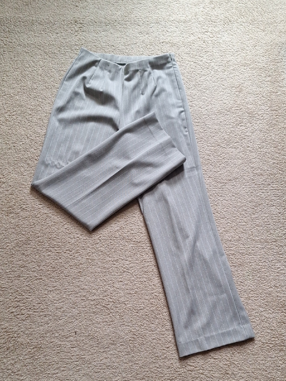 East 5th Light Gray With Pale Blue Pinstripe Trousers